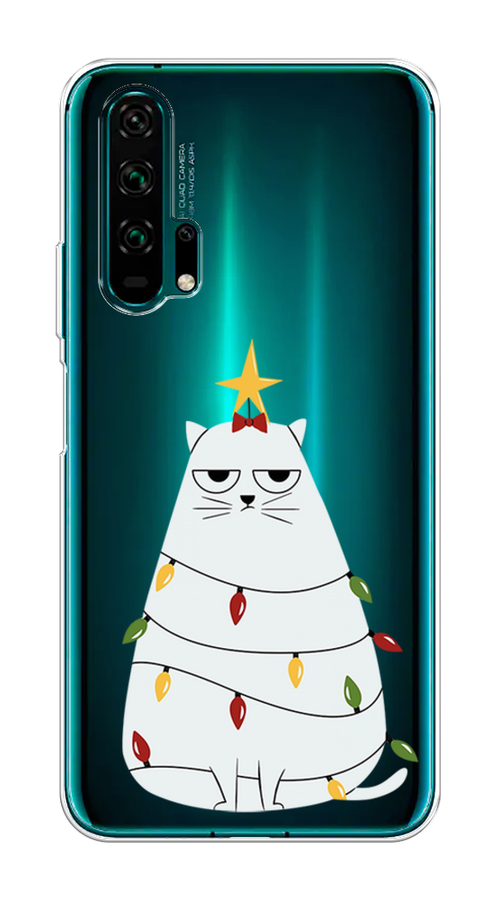 

Чехол на Honor 20 Pro "Котик в гирлянде", Белый;красный;желтый, 69350-1