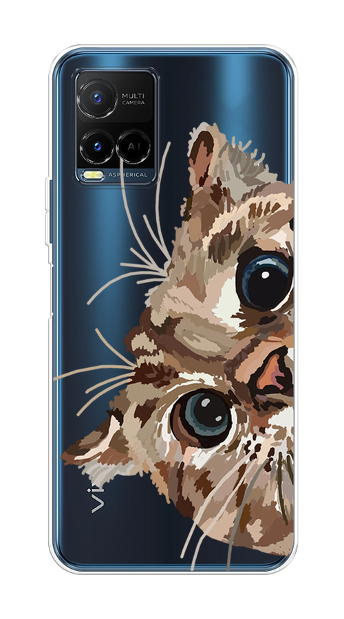 

Чехол на Vivo Y21e "Любопытный кот", Коричневый;синий;черный, 266350-1