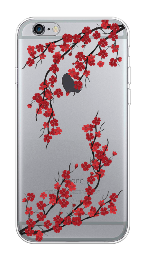 

Чехол на Apple iPhone 6/6S "Красная сакура", Красный;черный, 10450-2