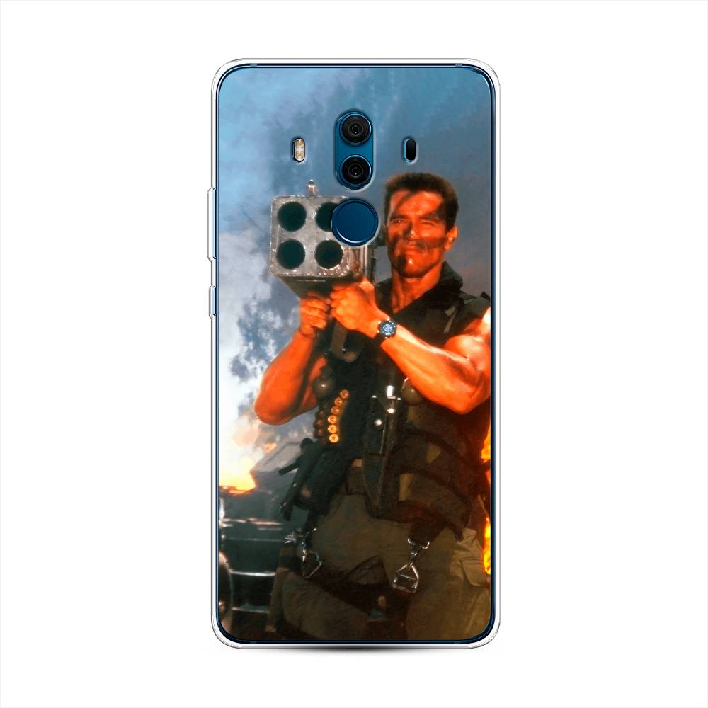 

Чехол на Huawei Mate 10 Pro "Арнольд Шварцнеггер с базукой", Голубой;коричневый, 63450-6