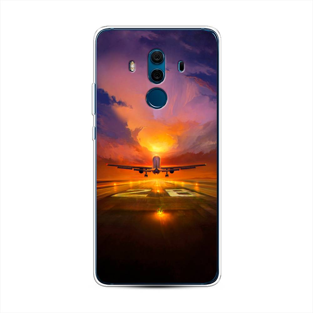 

Чехол на Huawei Mate 10 Pro "Самолет на посадке", Оранжевый;синий, 63450-6