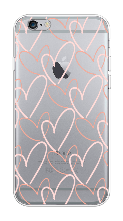 

Чехол на Apple iPhone 6/6S "Узор из сердечек", Розовый;бежевый, 10450-6