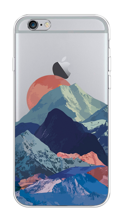 

Чехол на Apple iPhone 6/6S "Закат в снежных горах", Красный;серый;голубой, 10450-2