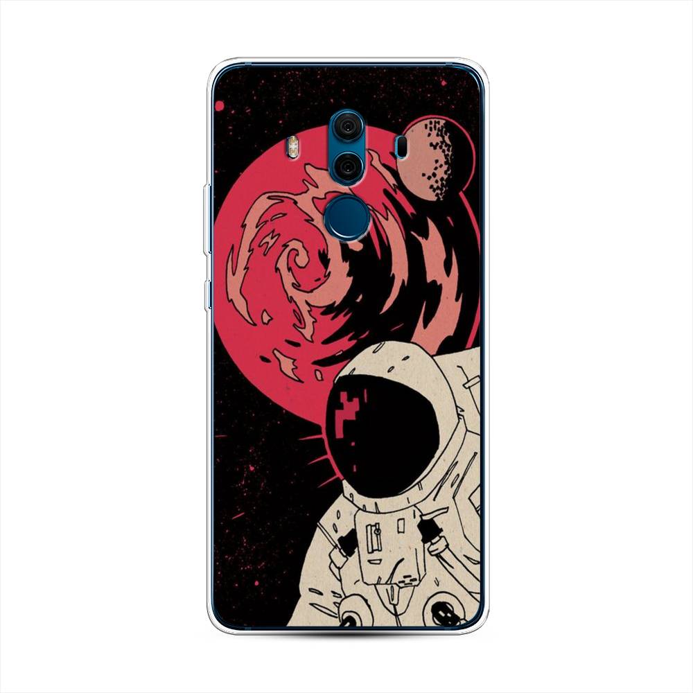 

Чехол на Huawei Mate 10 Pro "Космонавт возле Марса", Черный;красный, 63450-2