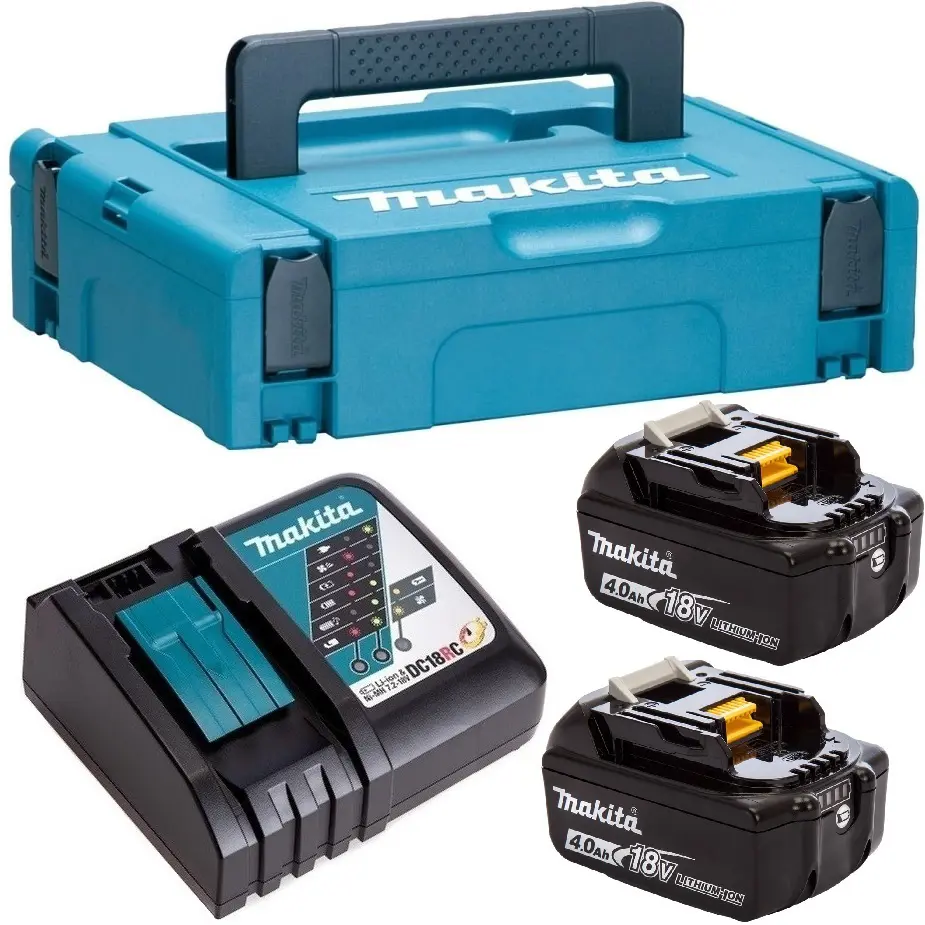 

Набор 2 аккумулятора и зарядное устройство Makita, 18 В Li-ion, 2x4 Ач