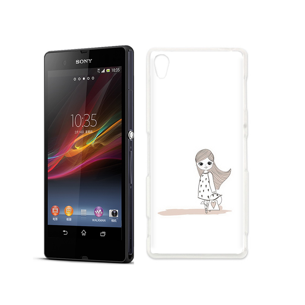 Чехол MyPads Tocco для Sony Xperia Z Девочка с сумкой