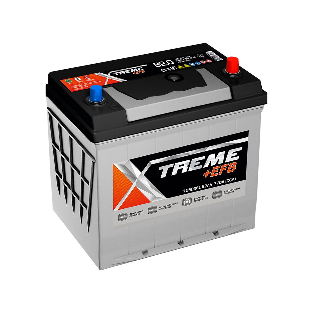 

Аккумулятор автомобильный XTREME +EFB 82Ач R+ EN770A 260x172x220 B01