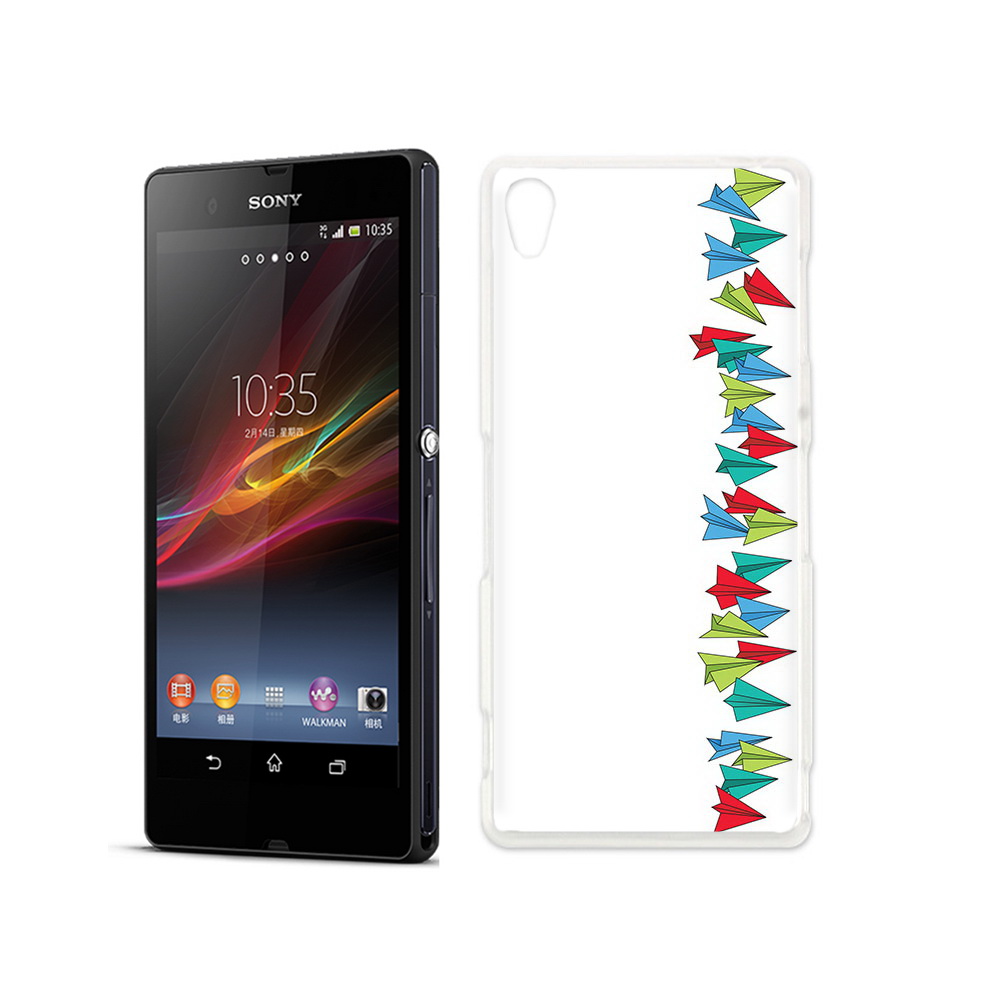 

Чехол MyPads Tocco для Sony Xperia Z самолетики из листочков, Прозрачный, Tocco