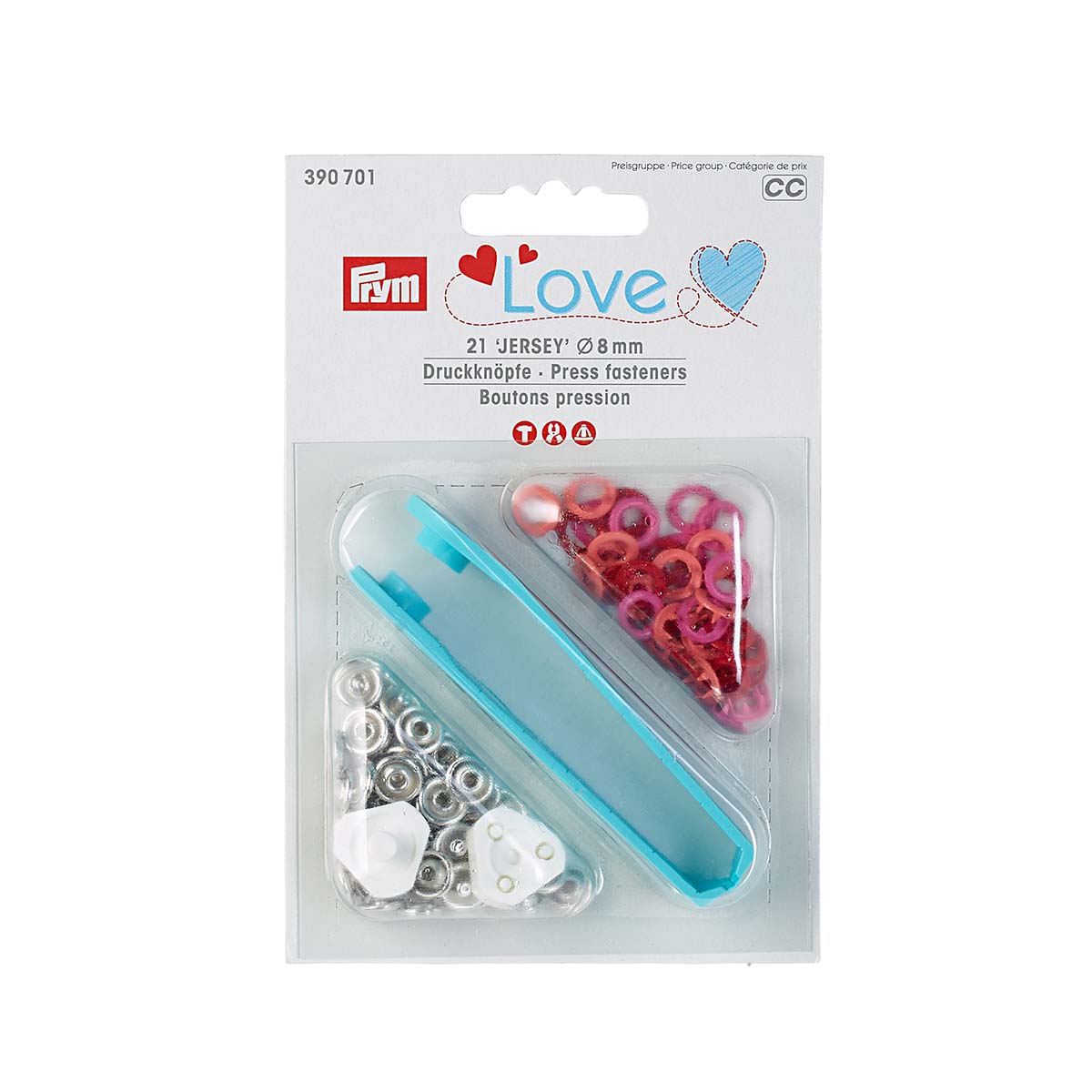 

390701 Кнопки Джерси Prym Love красный цв, 8мм, 21шт, Prym