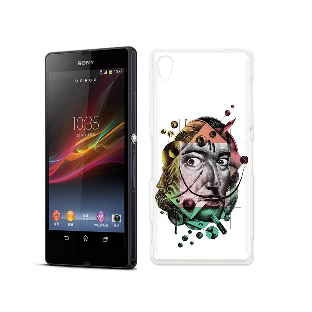 

Чехол MyPads Tocco для Sony Xperia Z разноцветное лицо абстракция, Прозрачный, Tocco
