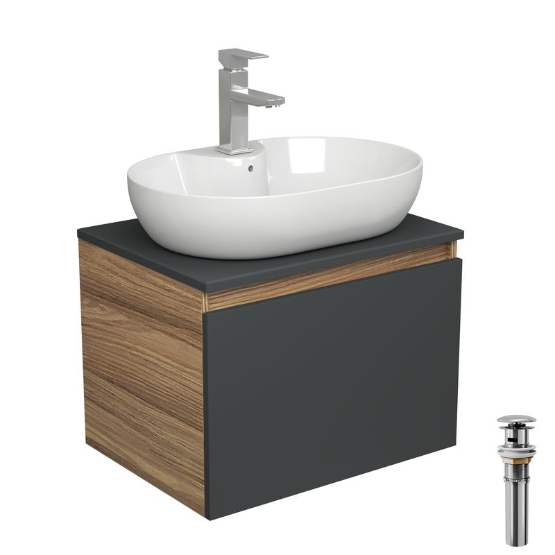 

Комплект для ванной: тумба Bau Blackwood 60, раковина BAU 60х42, смеситель Hotel, выпуск, Черный, BD1060-BL_NS0005