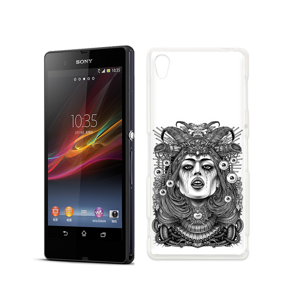 

Чехол MyPads Tocco для Sony Xperia Z портрет девушки черно белый, Прозрачный, Tocco