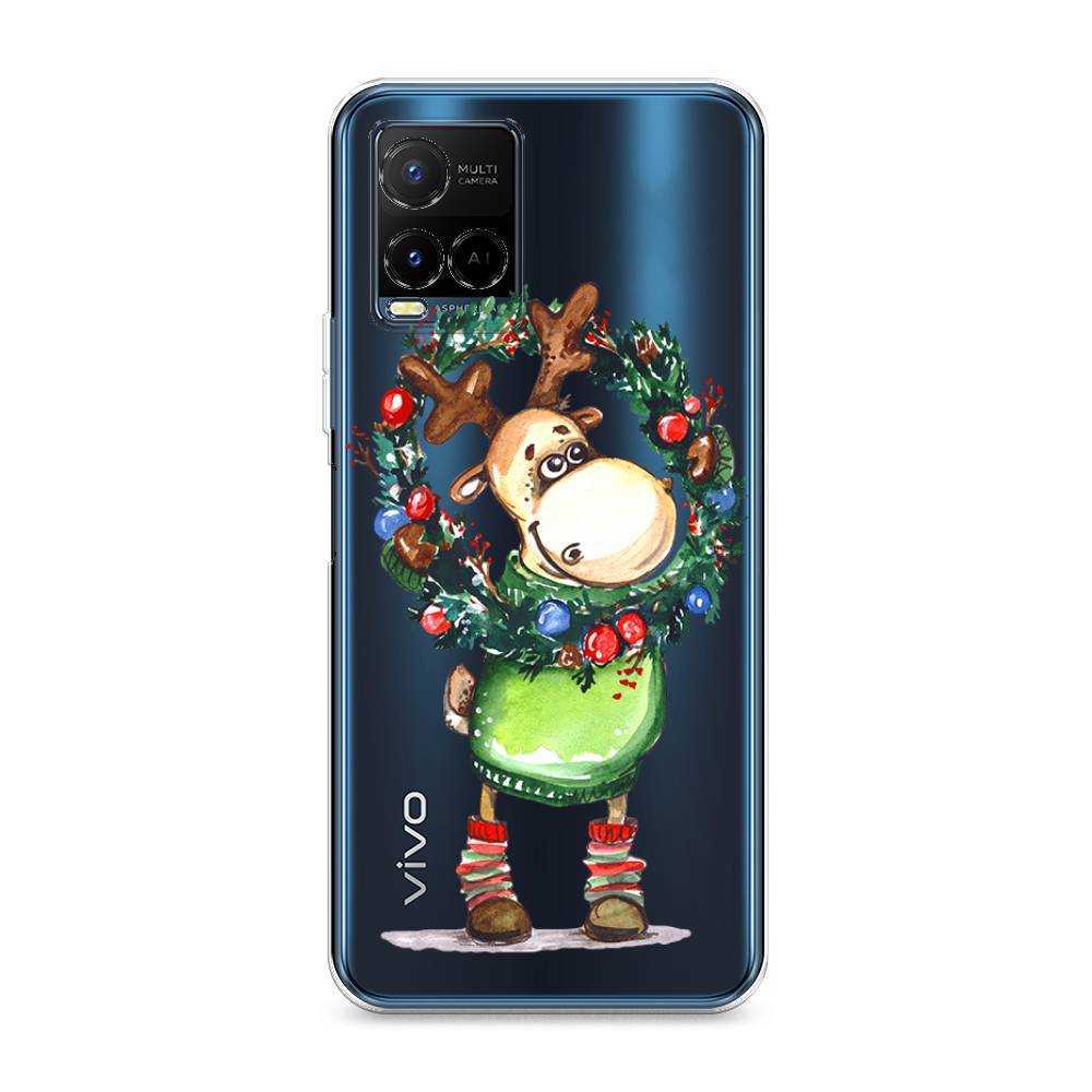

Чехол на Vivo Y21e "Олень с новогодним венком", 266350-4