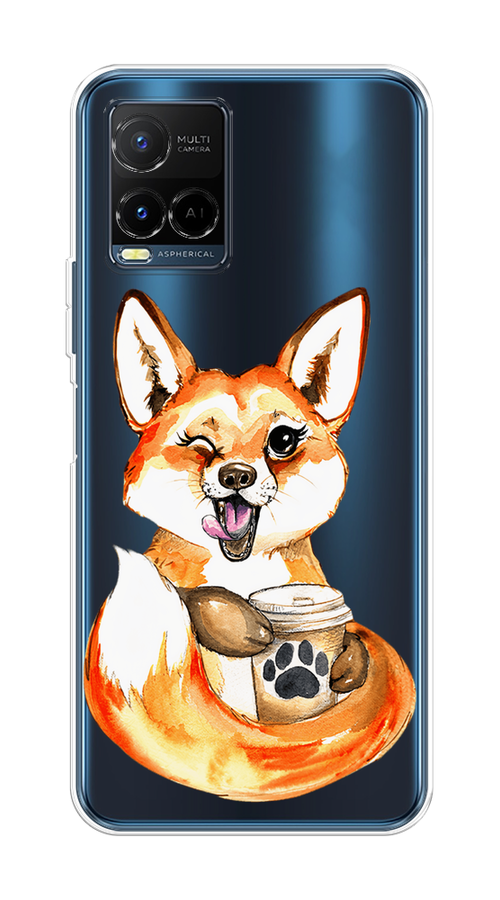 

Чехол на Vivo Y21e "Подмигивающая лиса с кофе", Оранжевый;белый;коричневый, 266350-4