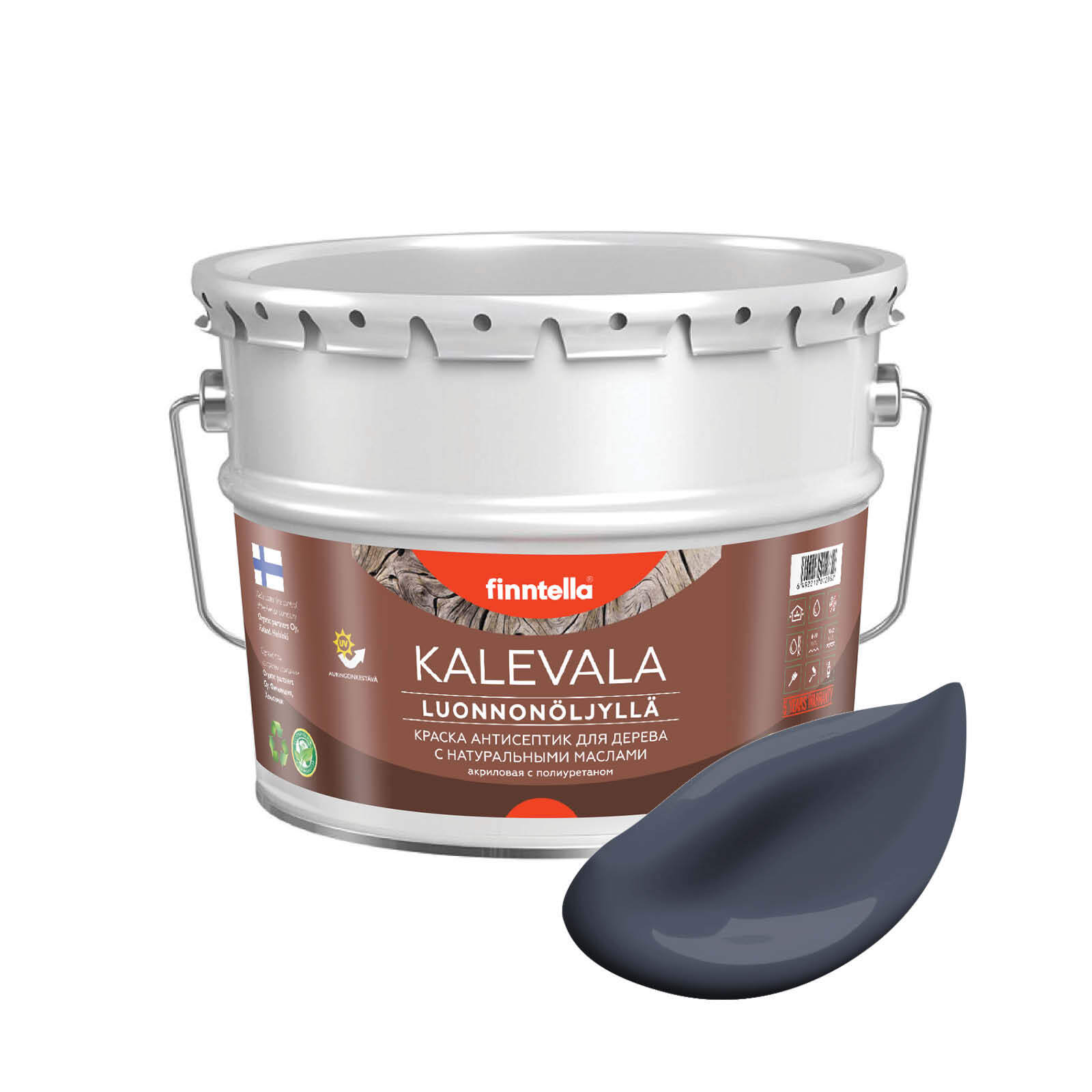 

Краска для дерева и деревянных фасадов FINNTELLA KALEVALA, с натуральным маслом и полиурет, Серый, KALEVALA NLC