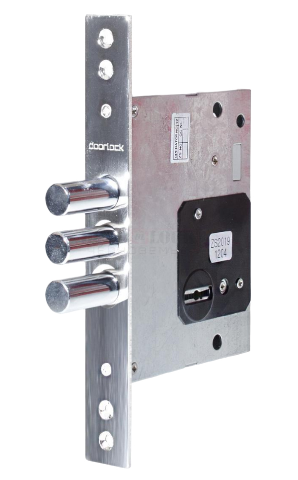 DOORLOCK Корпус сувальдного замка DL9257K/Z/60мм, 5 ключей, хромированная фронтальная план