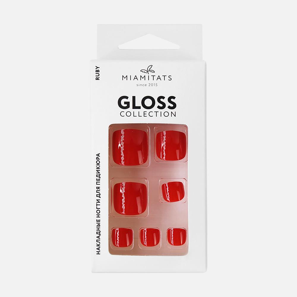 Набор накладных ногтей Miamitats Gloss, Ruby, для педикюра