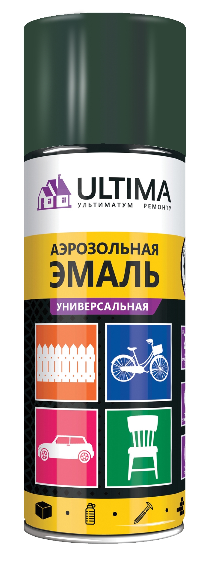 

Ultima Ultima Краска аэрозольная, зелёный мох, RAL 6005, 520 мл, ULT033