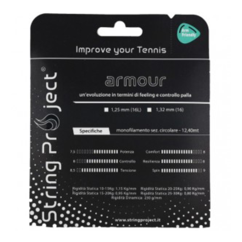

Струна для тенниса String Project 12m Armour OZN504382634, Black, 1.25, 12m Armour
