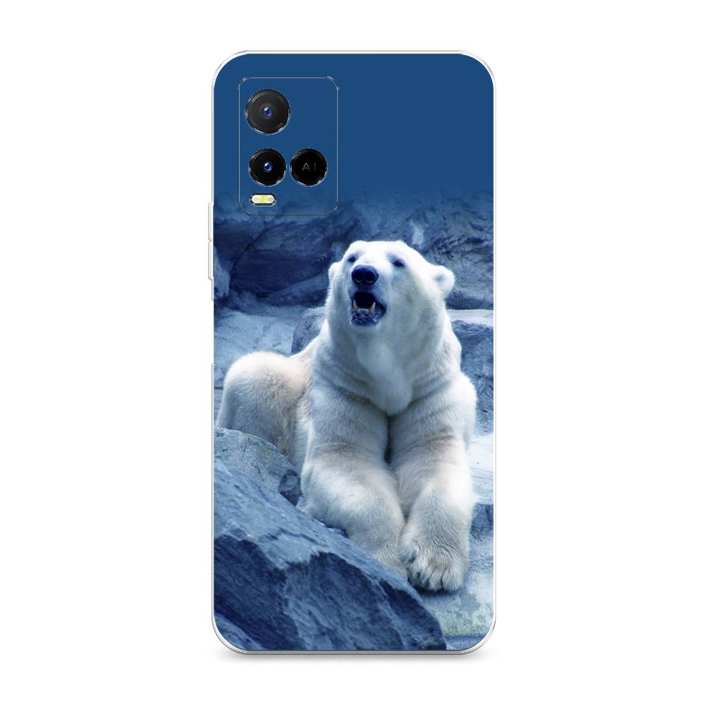 

Чехол на Vivo Y21e "Белый медведь", Голубой;белый, 266350-1