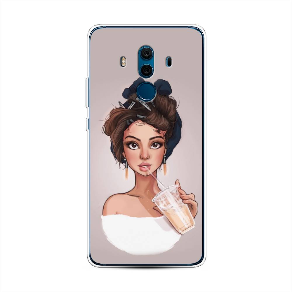 

Чехол на Huawei Mate 10 Pro "Девушка с фраппе", Серый, 63450-6