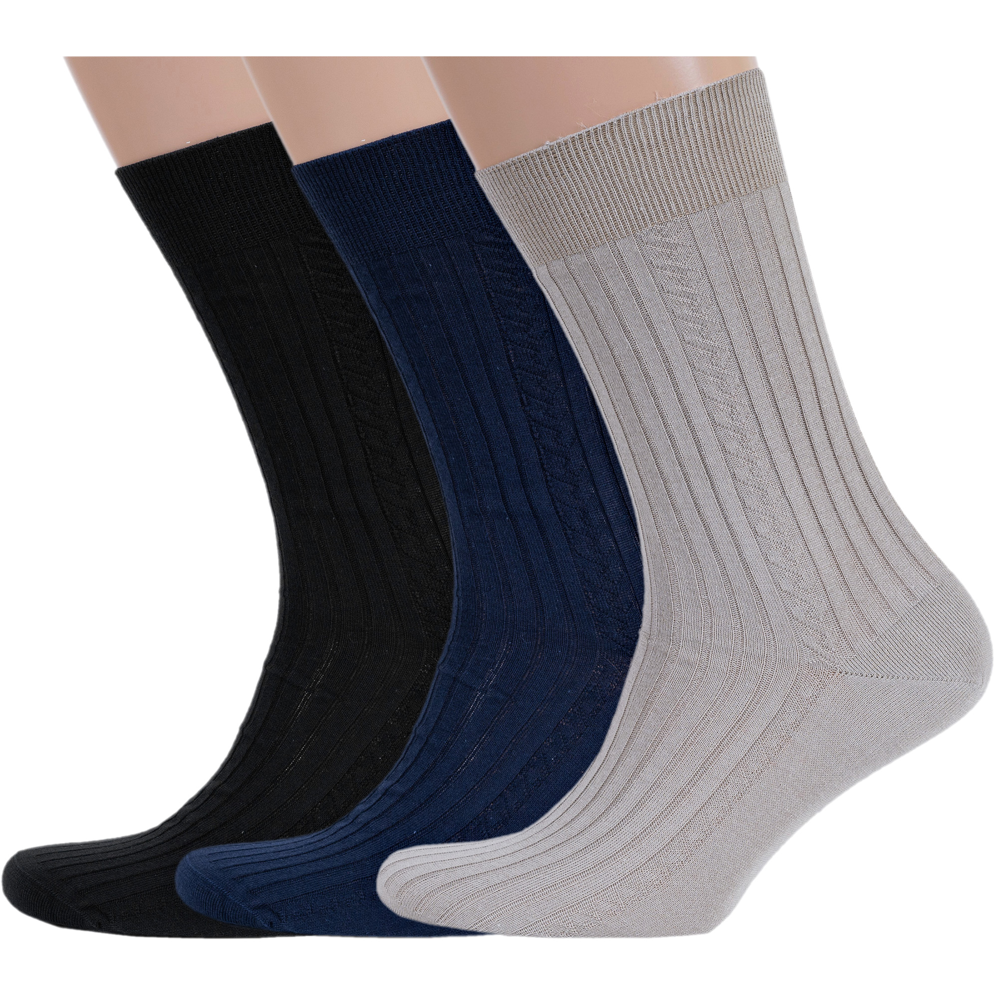 

Комплект носков мужских Rusocks бежевых; синих; черных, 3-М3-11001