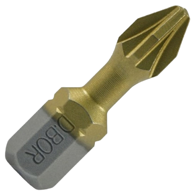 D.BOR Биты фрезерованные с покрытием нитрид титана TiN-half, Pz 2x25 мм, 10 шт. D-THT-PZ02