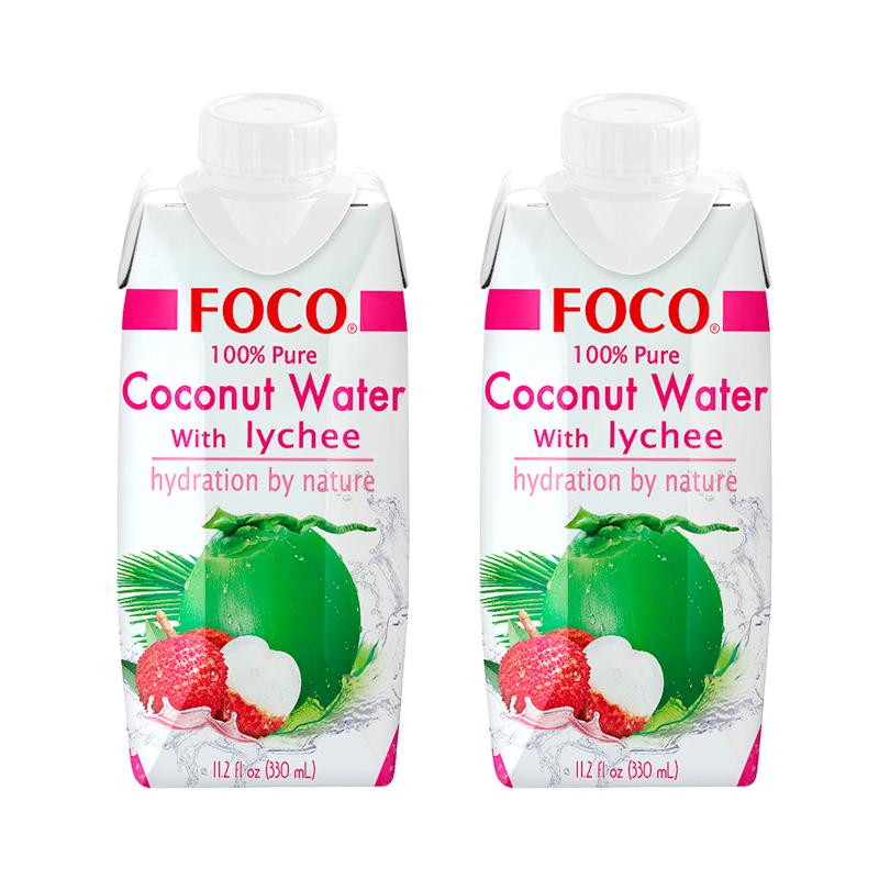Вода кокосовая Foco с соком личи, без сахара (2 шт. по 330 мл)