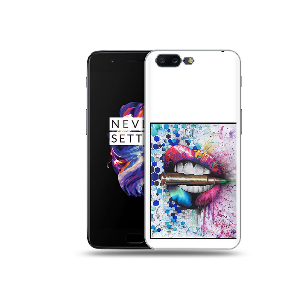 

Чехол MyPads Tocco для OnePlus 5 разноцветные губы с пулей, Прозрачный, Tocco