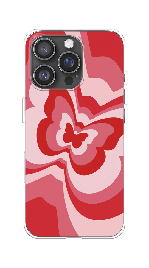 

Чехол на Apple iPhone 16 Pro "Бабочка в стиле хиппи", Красный;розовый, 16250-1