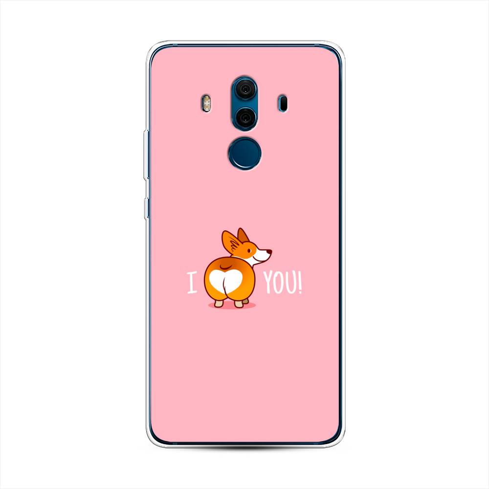 

Чехол на Huawei Mate 10 Pro "Корги I love you", Розовый;коричневый;белый, 63450-1