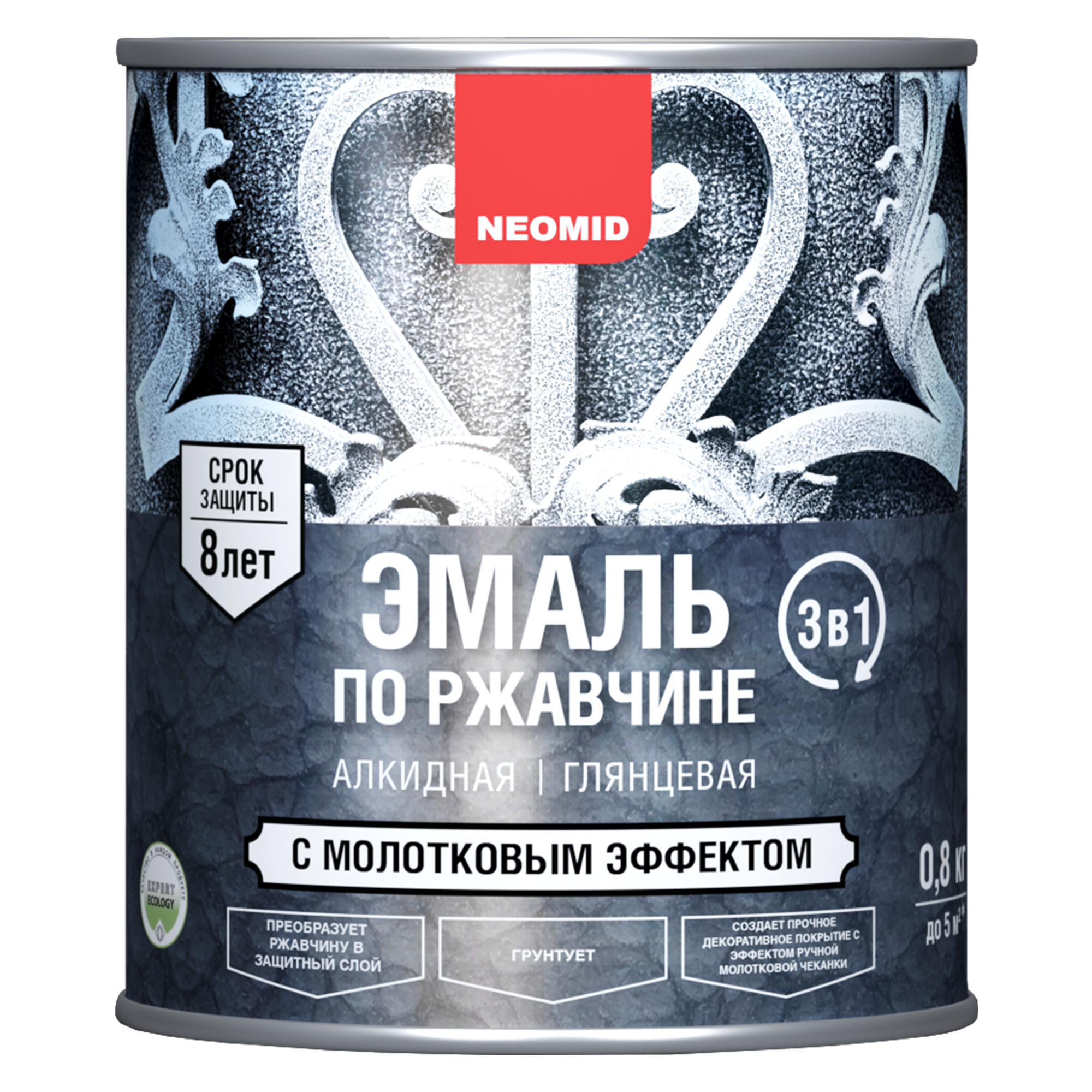 

Эмаль Neomid по ржавчине, 3 в 1, с молотковым эффектом, коричневая, 800 г