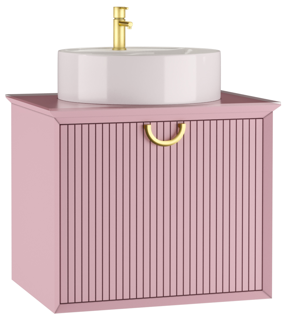 фото Тумба подвесная под умывальник leve"best shelf 45" two 63 розовый матовый с двумя ящиками level