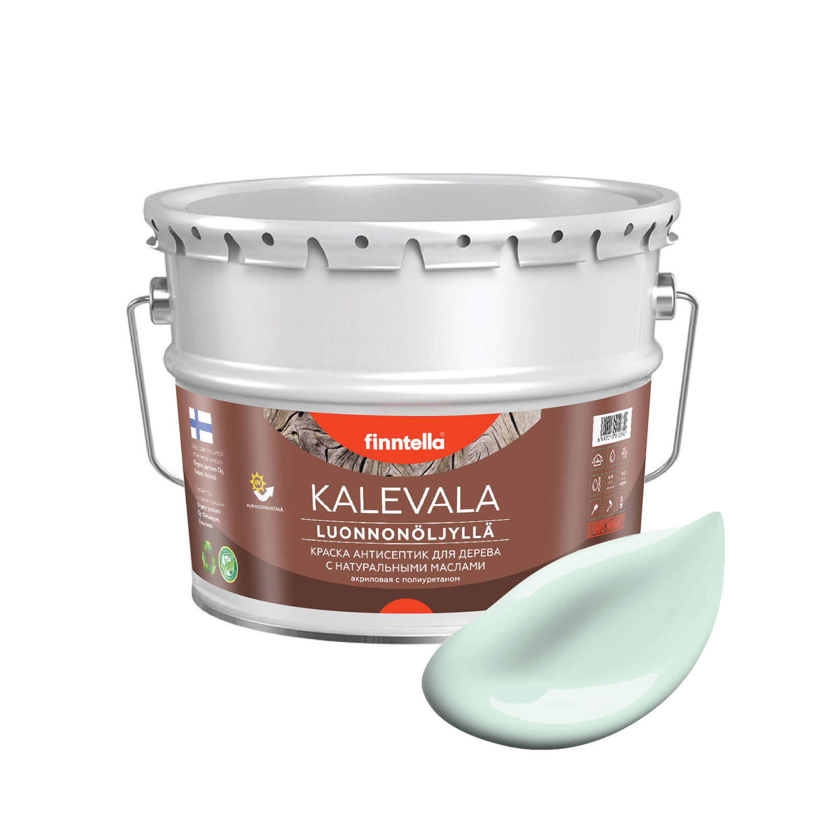 

Краска для дерева и деревянных фасадов FINNTELLA KALEVALA, с натуральным маслом и полиурет, Голубой, KALEVALA NLC
