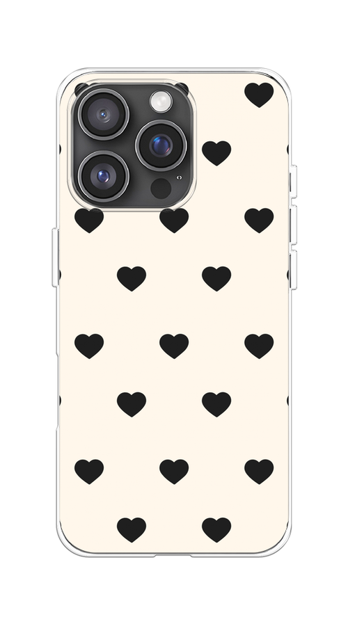 

Чехол на Apple iPhone 16 Pro "Черные сердечки на белом", Черный;белый, 16250-1