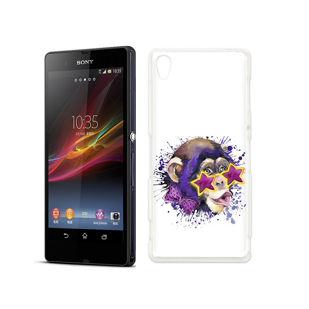 

Чехол MyPads Tocco для Sony Xperia Z обезьяна в очках, Прозрачный, Tocco