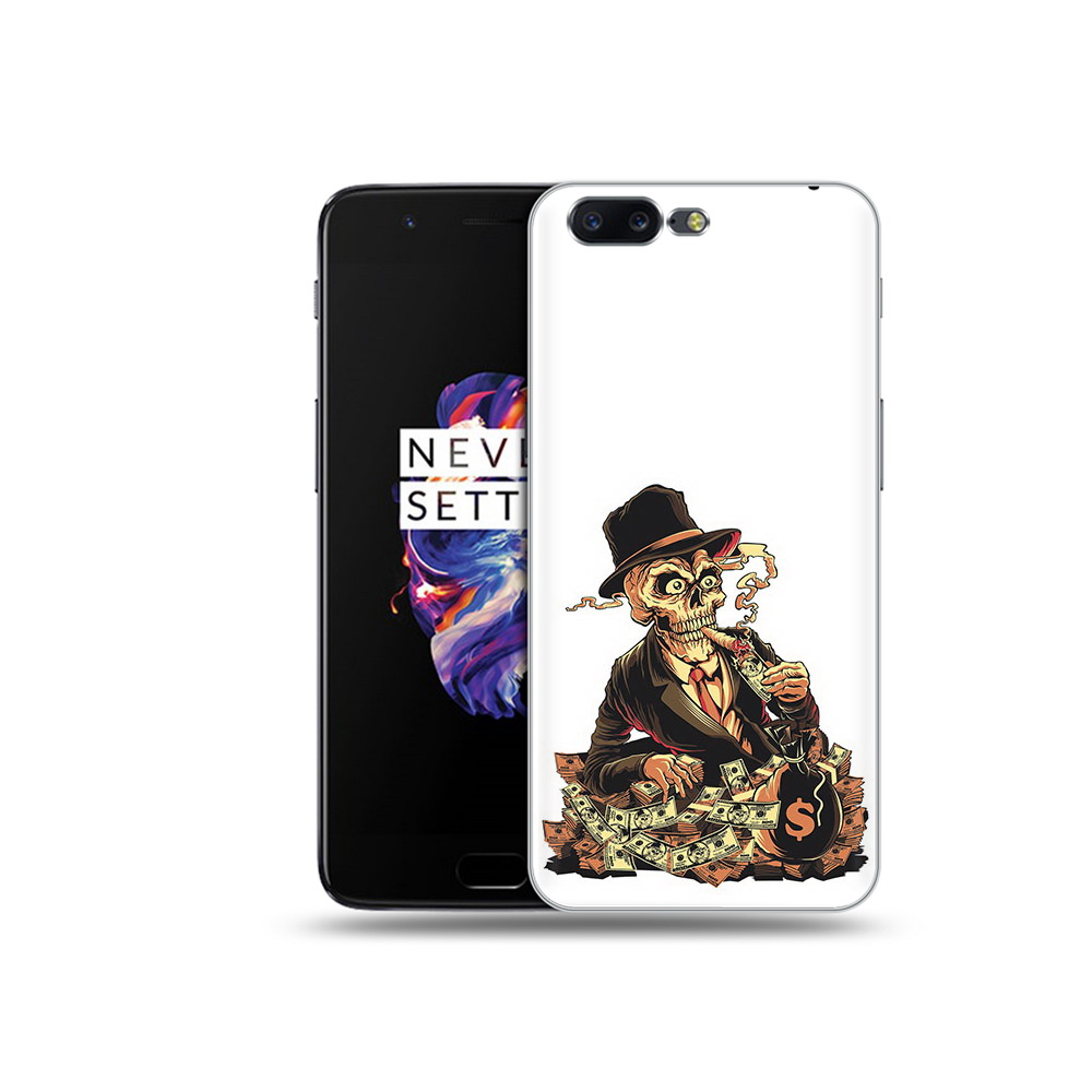 

Чехол MyPads Tocco для OnePlus 5 нарисованный череп с сигаретой, Прозрачный, Tocco