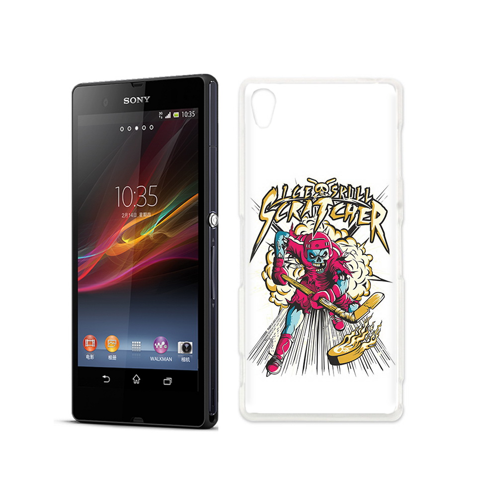 

Чехол MyPads Tocco для Sony Xperia Z нарисованный скелет хоккеист, Прозрачный, Tocco