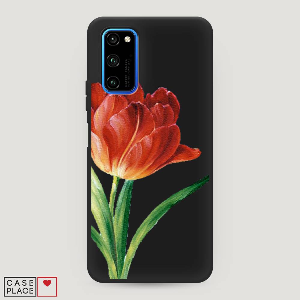 фото Чехол awog "красный тюльпан" для honor view 30/view 30 pro
