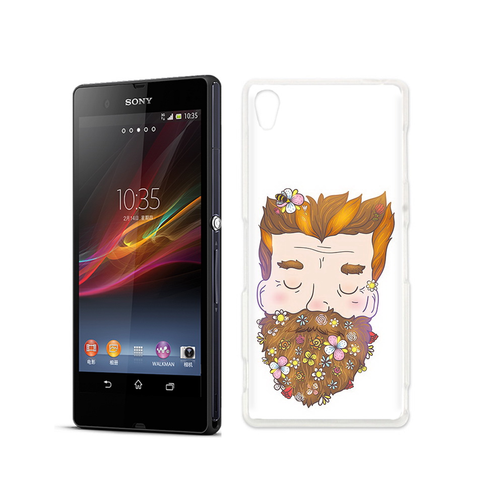

Чехол MyPads Tocco для Sony Xperia Z мужчина с цветами в бороде, Прозрачный, Tocco