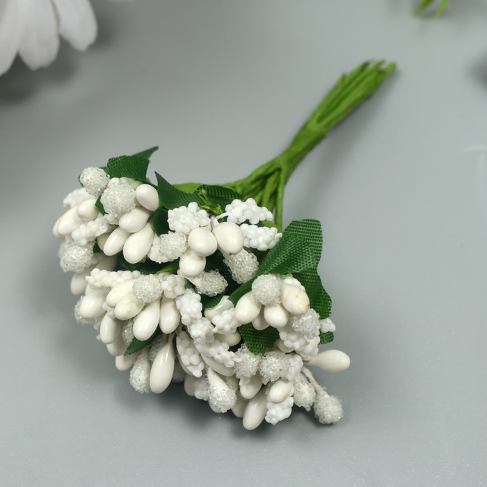 Цветы для декорирования Соцветие белоснежный 1 букет=12 цветов 8,5 см (12 шт)