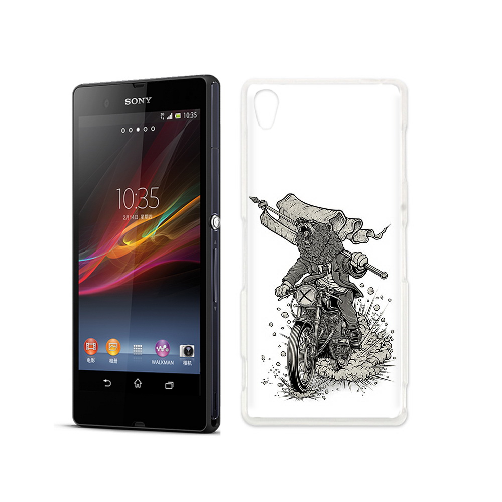 Чехол MyPads Tocco для Sony Xperia Z медведь на мотоцикле