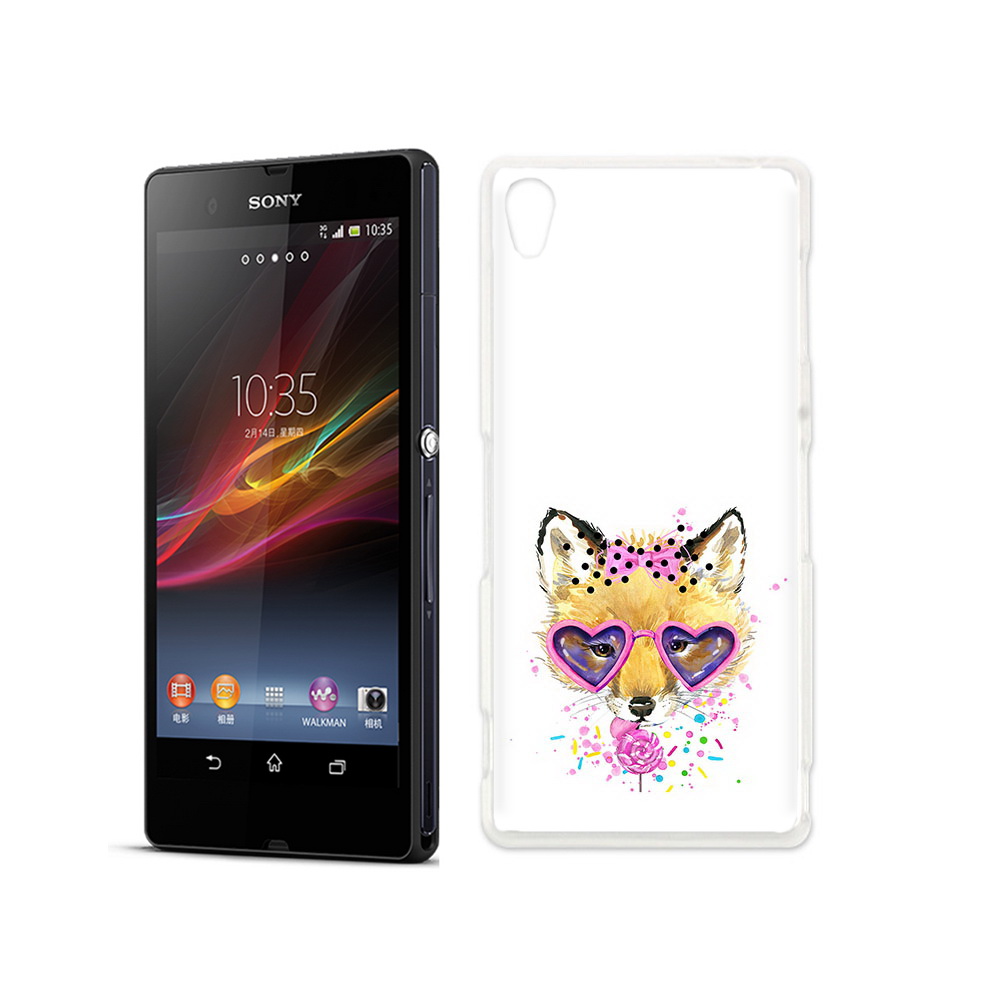 

Чехол MyPads Tocco для Sony Xperia Z лисенок с бантиком, Прозрачный, Tocco