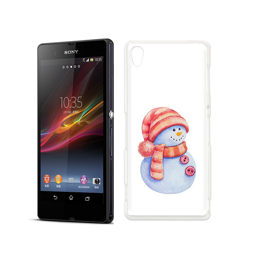 

Чехол MyPads Tocco для Sony Xperia Z Веселый снеговик, Прозрачный, Tocco