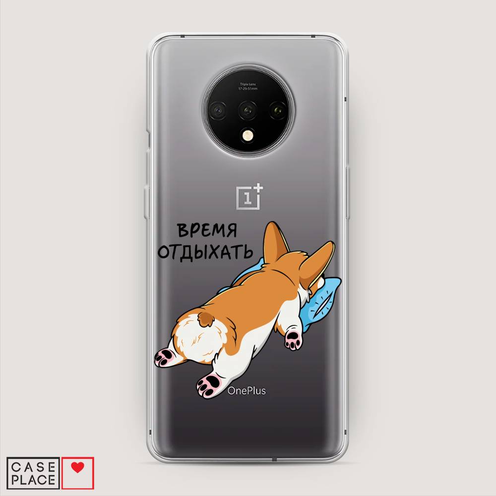 

Чехол на OnePlus 7T "Корги отдыхает", Черный;коричневый;голубой, 150950-1
