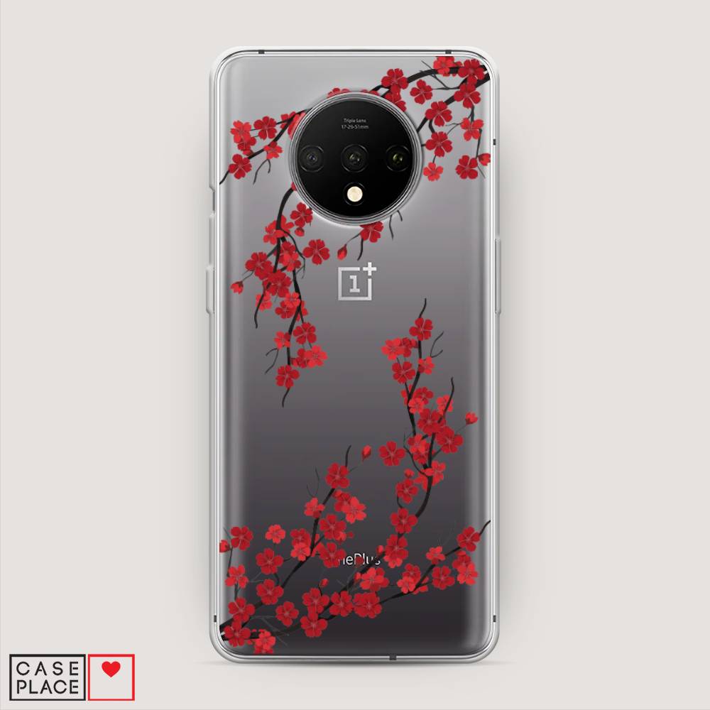 

Чехол на OnePlus 7T "Красная сакура", Красный;черный, 150950-2