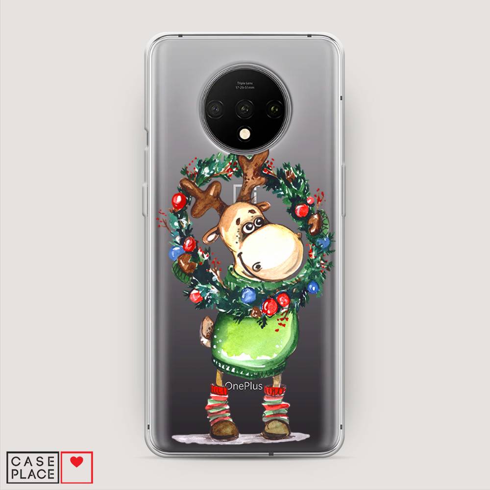 

Чехол на OnePlus 7T "Олень с новогодним венком", 150950-4