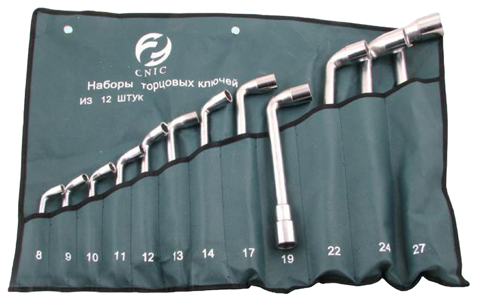 CNIC Набор ключей Торцевых коленчатых 2-х сторонних из 12-ти шт. 8-27мм хром, в сумке 3515