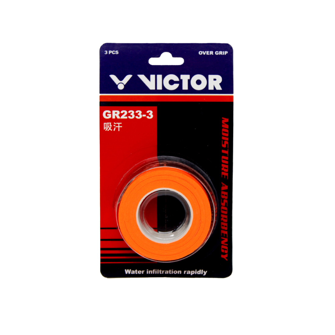 фото Обмотка для ручки ракетки victor overgrip x3 gr233-og-3, orange