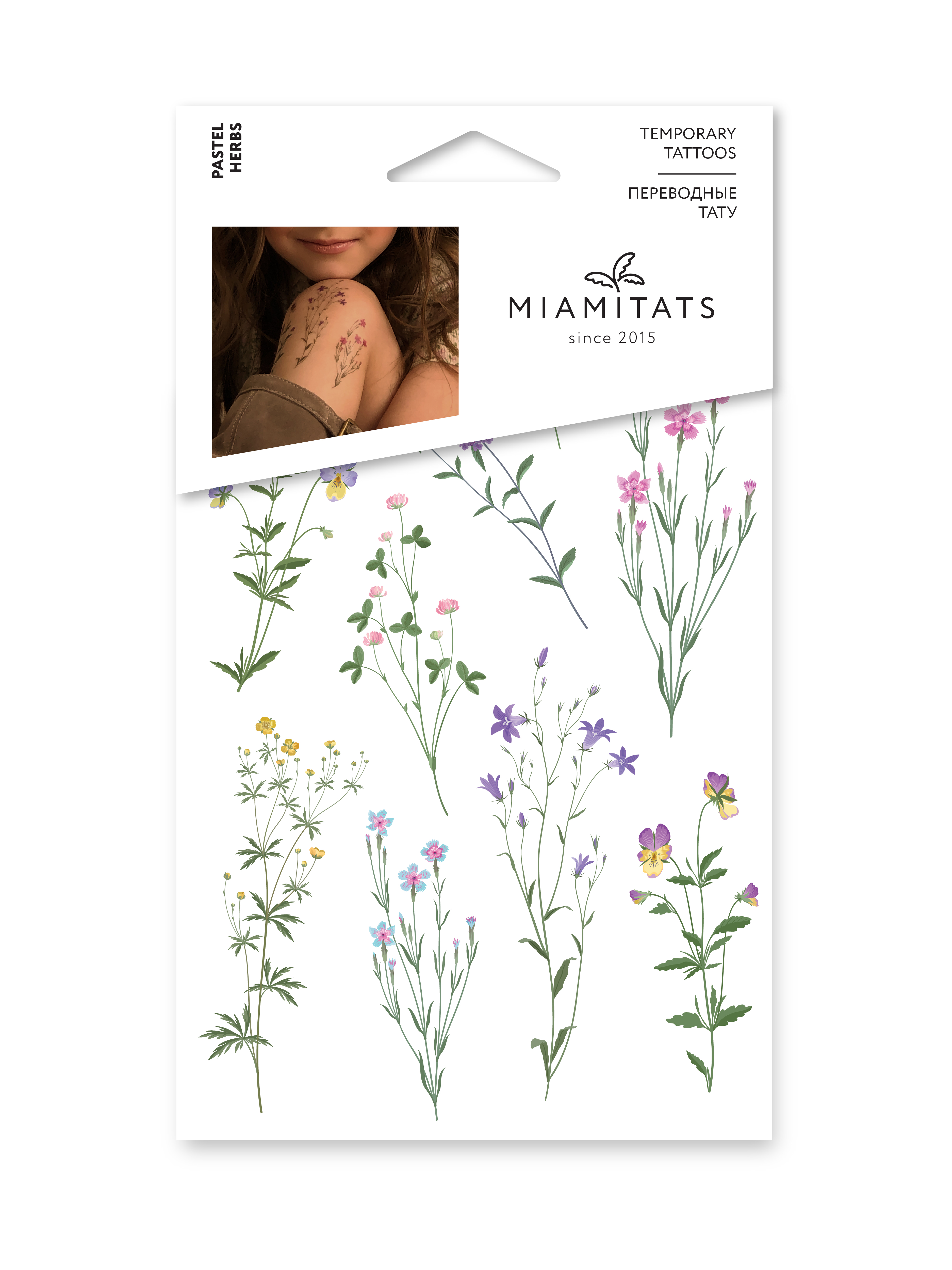 

Тату переводные Miamitats Pastel Herbs, Разноцветный